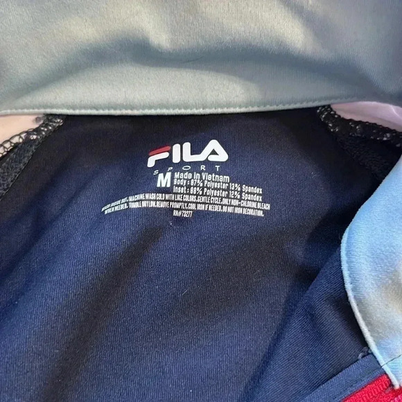 Fila Sport Womens Jacket Medium Navy Blue Red White Stripe Full Zip Active - Picture 6 of 6